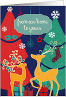 From our home to yours, retro Christmas card, reindeer card