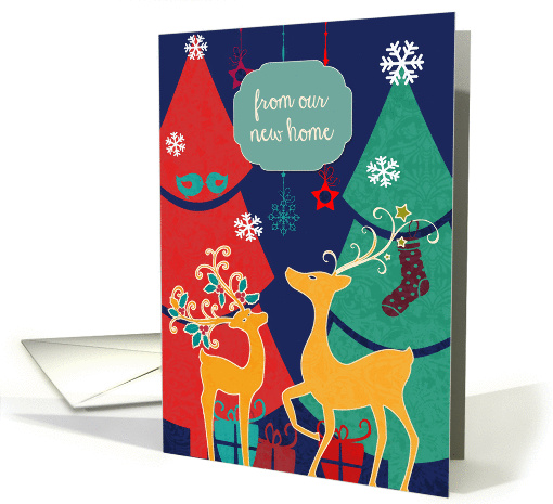 From our new home, retro Christmas card, reindeer card (1110114)