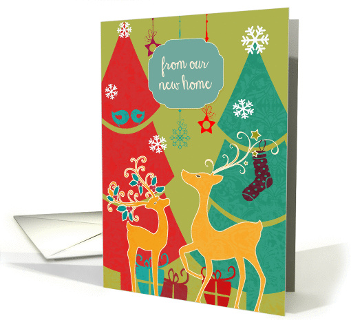 From our new home, retro Christmas card, reindeer card (1110116)