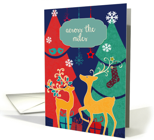 across the miles, retro Christmas card, reindeer card (1110126)