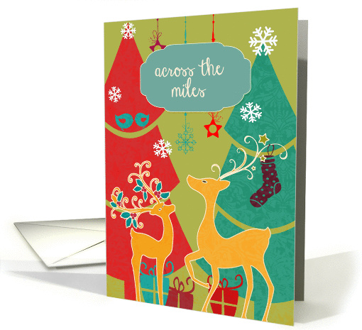 across the miles, retro Christmas card, reindeer card (1110128)