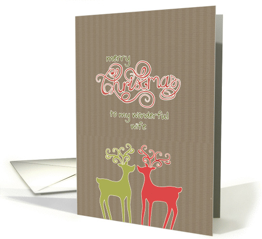 Merry Christmas to my wonderful wife, reindeers on kraft paper card