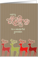 Merry Christmas to my Grandson, reindeers, kraft paper effect card