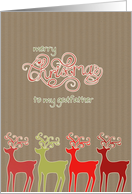 Merry Christmas to my Godfather, reindeers, kraft paper effect card