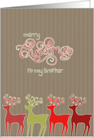 Merry Christmas to my brother, reindeers, kraft paper effect card