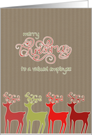 To a valued employee, business Christmas card, reindeers, card