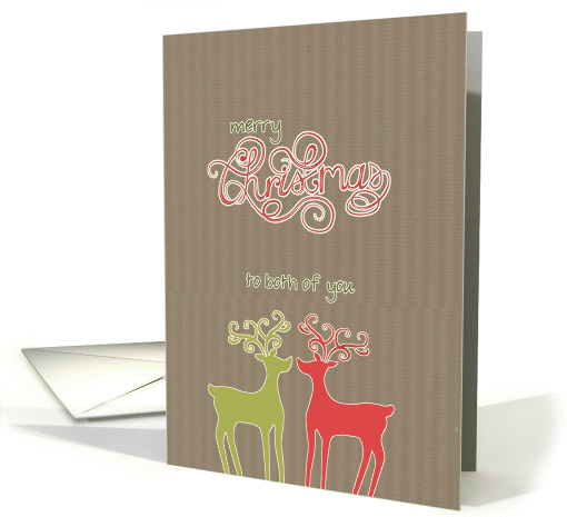Merry Christmas to both of you, reindeers, kraft paper effect card