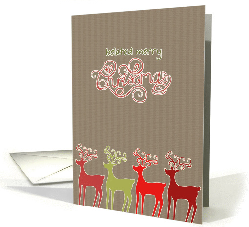 Belated Merry Christmas, reindeers, kraft paper effect card (1117072)