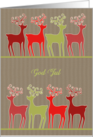 Merry Christmas in Swedish, reindeer, kraft paper effect card