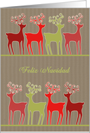 Merry Christmas in Spanish, reindeer, kraft paper effect card
