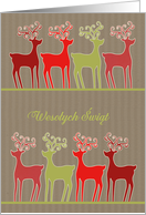 Merry Christmas in Polish, reindeer, kraft paper effect card