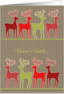 Buon Natale, Merry Christmas in Italian, reindeer, kraft paper effect card