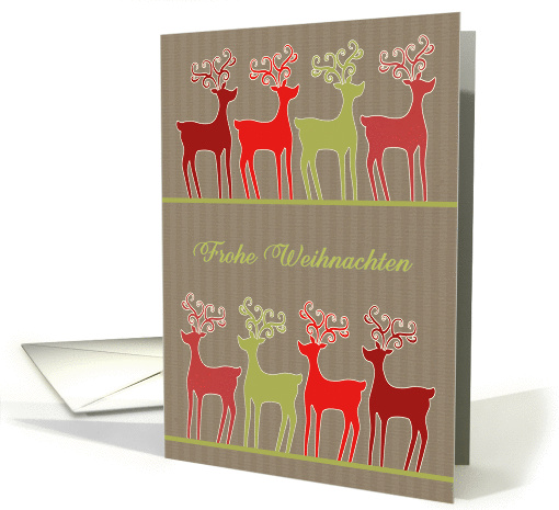 Merry Christmas in German, reindeer, kraft paper effect card (1117654)