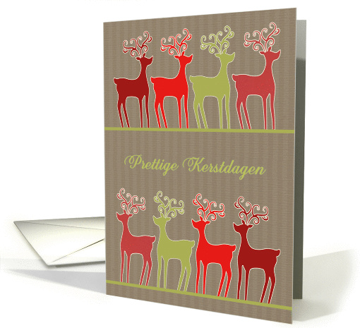 Merry Christmas in Dutch, reindeer, kraft paper effect card (1117798)