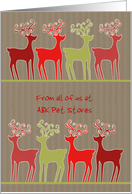Customizable Business Christmas card, reindeer, kraft paper effect card