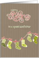 Merry Christmas to my godfather, stockings, Kraft paper effect card