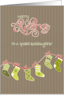 Merry Christmas to my goddaughter, stockings, Kraft paper effect card