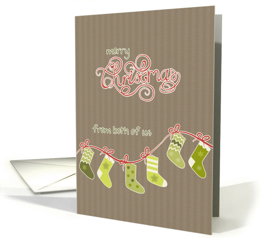 Merry Christmas from both of us, stockings, Kraft paper effect card