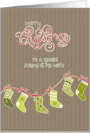Merry Christmas to my friend and his wife, stockings, card