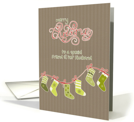 Merry Christmas to my friend and her husband, stockings, card