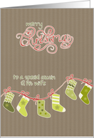 Merry Christmas to my cousin and his wife, stockings, card