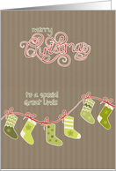 Merry Christmas to my Great Uncle, stockings, kraft paper effect card