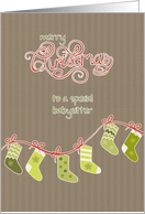 Merry Christmas to my babysitter, stockings, kraft paper effect card