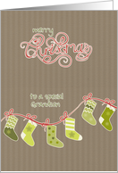 Merry Christmas to my Grandson, stockings, kraft paper effect card