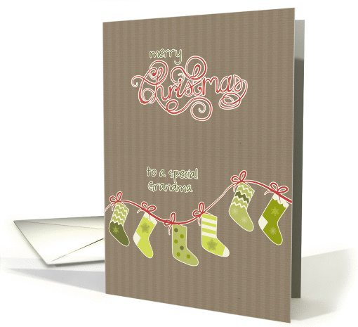 Merry Christmas to my Grandma, stockings, kraft paper effect card