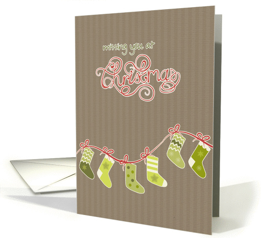 Missing you at Christmas, stockings, kraft paper effect card (1125074)