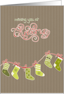 Missing you at Christmas, stockings, kraft paper effect card