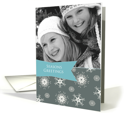 Customizable contemporary Christmas photo card, snowflakes card