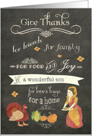 Happy Thanksgiving to my wonderful son, chalkboard effect, card