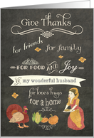 Happy Thanksgiving to my wonderful husband, chalkboard effect, card