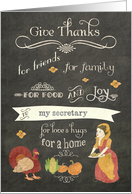 Happy Thanksgiving to my secretary, chalkboard effect card