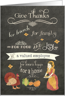 Happy Thanksgiving to a valued employee, chalkboard effect card