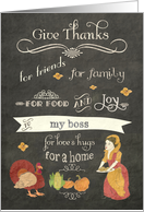 Happy Thanksgiving to my boss, chalkboard effect card
