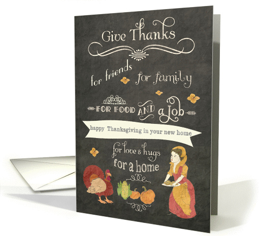 Happy Thanksgiving in your new home, chalkboard effect card (1135190)