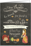 Happy Birthday on Thanksgiving, chalkboard effect card