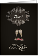 Year Customizable, Happy New Year in Danish, chalkboard effect, card