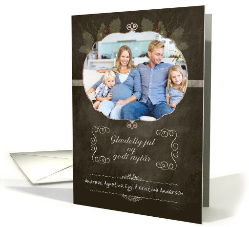 Danish Customizable Christmas Photo Card, chalkboard effect card