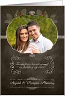 Hungarian Customizable Christmas Photo Card, chalkboard effect card