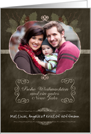 German Customizable Christmas Photo Card, chalkboard effect card