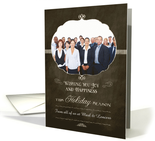 Business Customizable Christmas Photo Card, chalkboard effect card