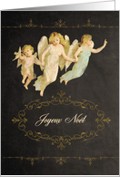 Merry Christmas in French, joyeux Nol, chalkboard effect, angel card