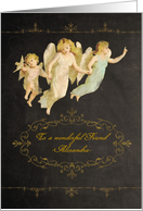 Customizable Christmas card, chalkboard effect, angels card