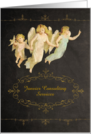 Customizable Business Christmas card, chalkboard effect, angels card