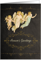 Season’s Greetings, chalkboard effect, angels card