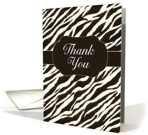 Thank You, zebra print, blank note card (1146488)
