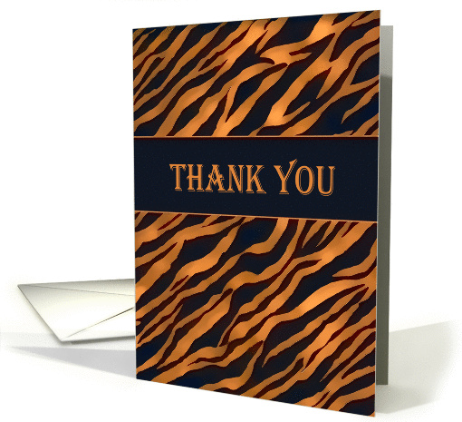 Thank You, zebra print, golden brown, blank note card (1146544)